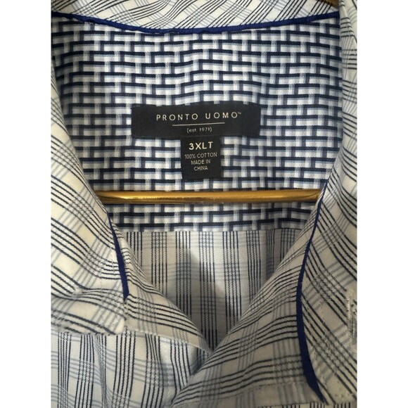 Pronto Uomo Men's Medium Button Down Shirt LS White Black Blue 3XL - Picture 1 of 3
